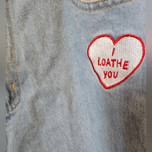 Tee Ink Distressed Patchwork Patch Jeans Star Heart Unique Original - Picture 2 of 10